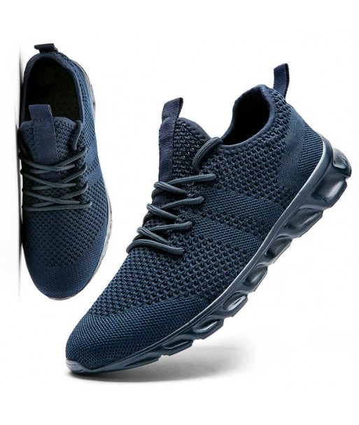 BUBUDENG Mens Walking Sneakers Athletic Shoes Breathable Knit Casual Shoes  7 Blue Trainers Lightweight